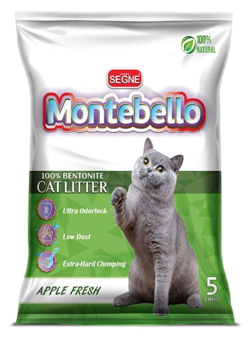 Montebello Cat Litter, Apple Fresh, Lavender Fresh, Baby Powder - 5 Kg